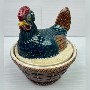 Vintage Hen Tastesetters By Sigma Tureen Ovenware Portugal Trinket Lided Ceramic